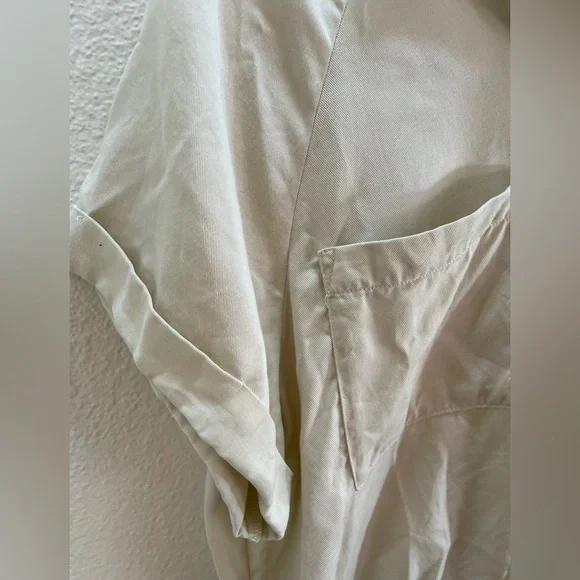 LNA Clothing 100% Tencel Ivory Button Down Short Sleeve Blouse Size M. - Picture 6 of 10